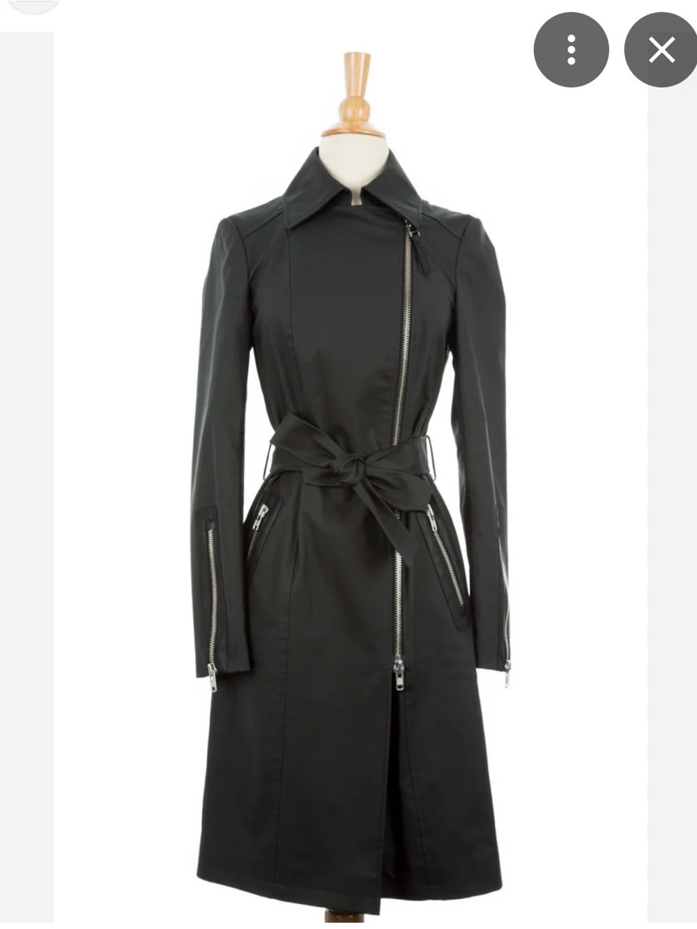Black Mackage,Women's Asymmetrical Zip Estela, belted Trench Coat - Picture 3 of 14